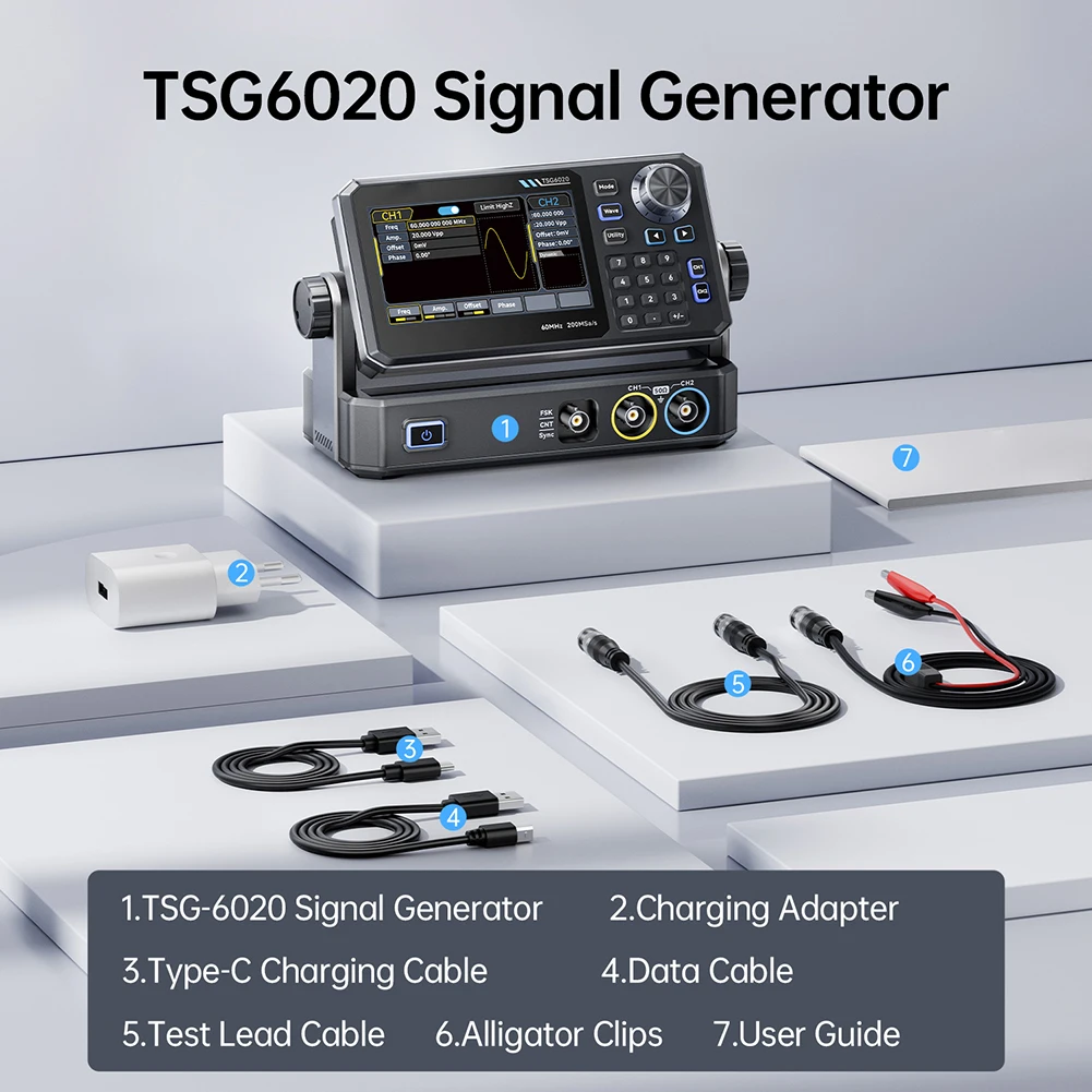 Gerador de Funções de Canal Du - Dual Channel Arbitrary Waveform Function Generator 60Mhz avaliação e preço