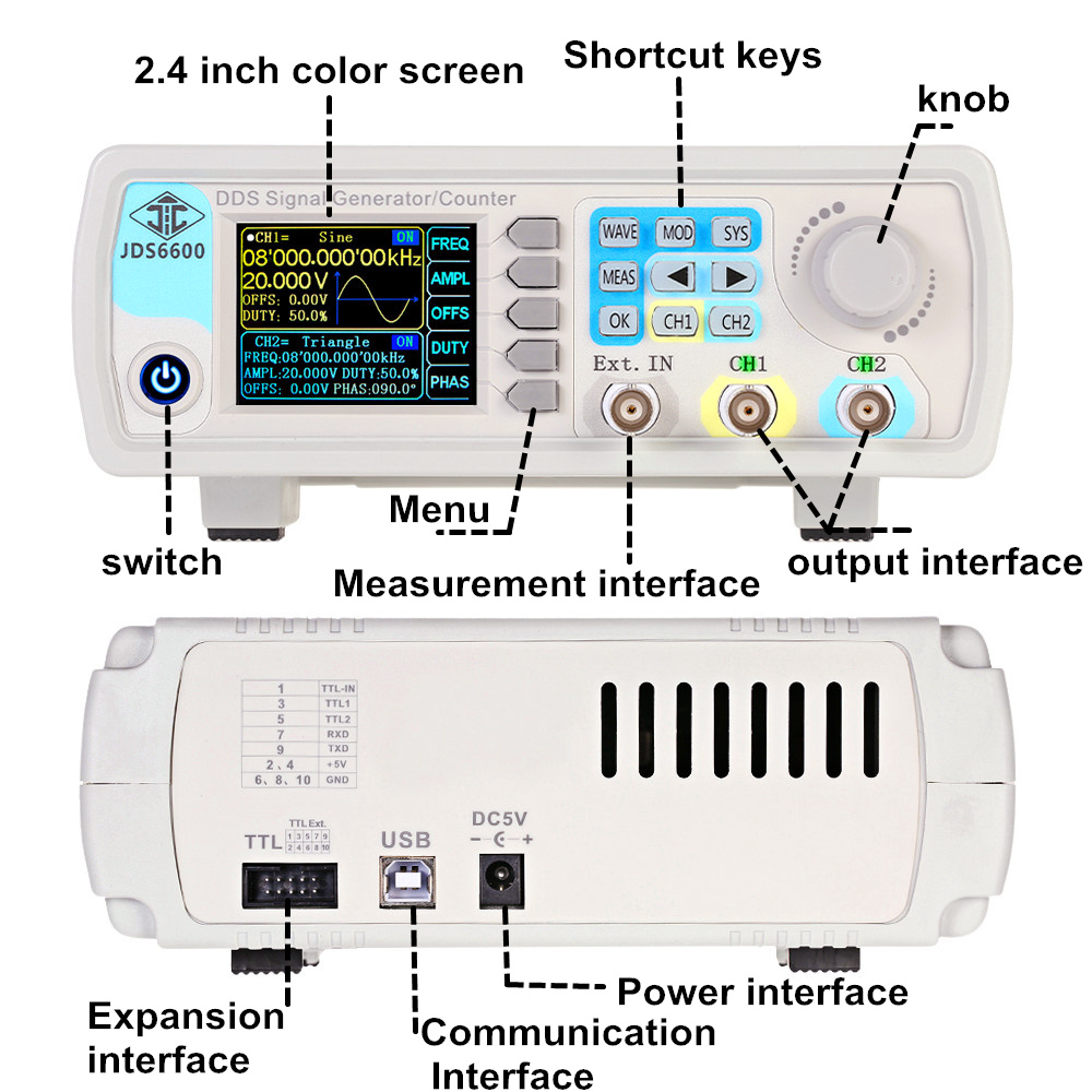 JDS6600 15/30/40/50/60MHz Funç - Dual Channel Arbitrary Waveform Function Generator 60Mhz avaliação e preço