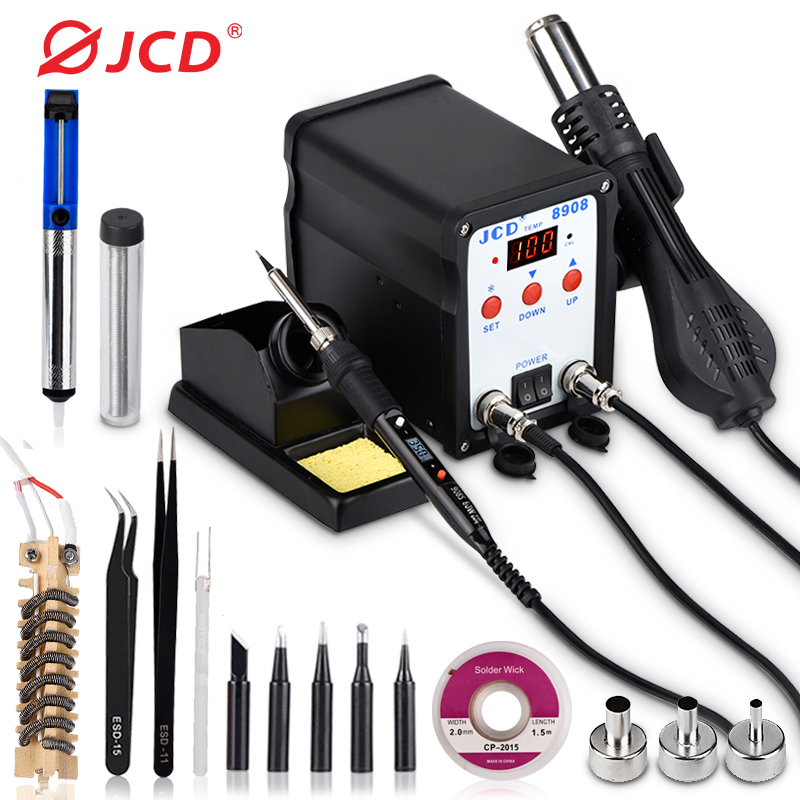 JCD-Estação De Solda Com Pisto - Smd Rework Station Hot Air Soldering 2 In 1 avaliação e preço