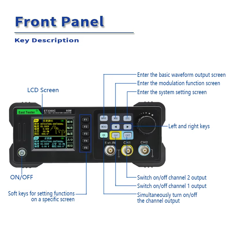 East Tester ET3320/40/60C Mini - Dual Channel Arbitrary Waveform Function Generator 60Mhz avaliação e preço