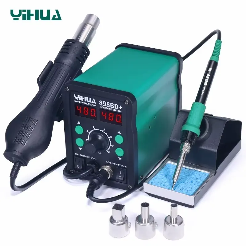 YIHUA 898BD+ 220V Estação de R - Smd Rework Station Hot Air Soldering 2 In 1 avaliação e preço